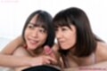 Girls holding spent cock looking up